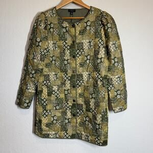 Women's Current Air Quilted 3/4 Sleeve Patchwork Green Jacket Size M NEW